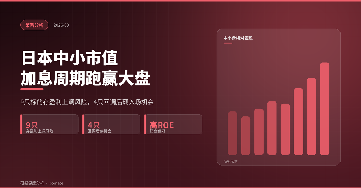 研报封面：日本中小市值”惊喜组合”：加息周期中跑赢大盘，4只回调标的存上调风险