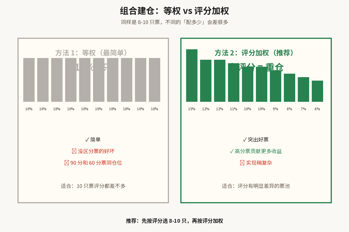 等权 vs 评分加权